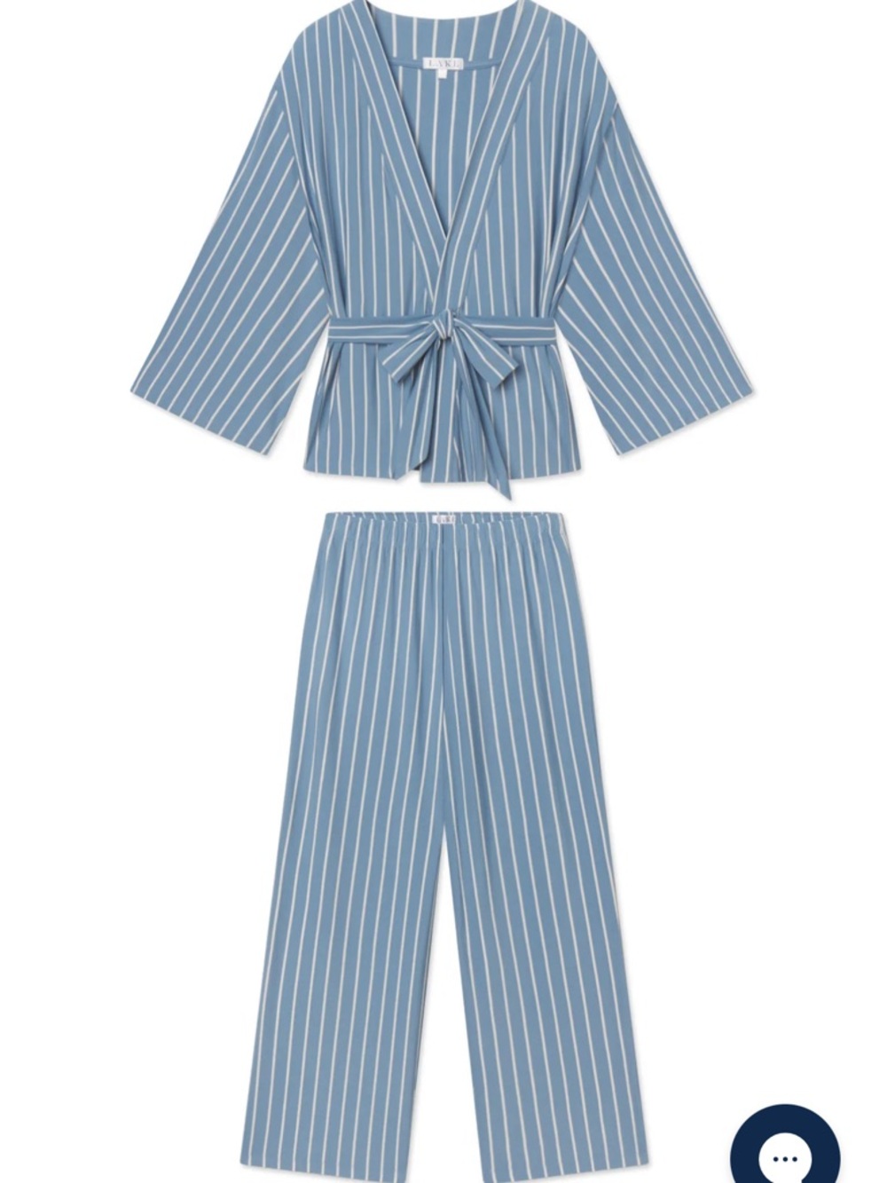 DreamModal™ Kimono Pajama Set in Serene Blue Stripe
